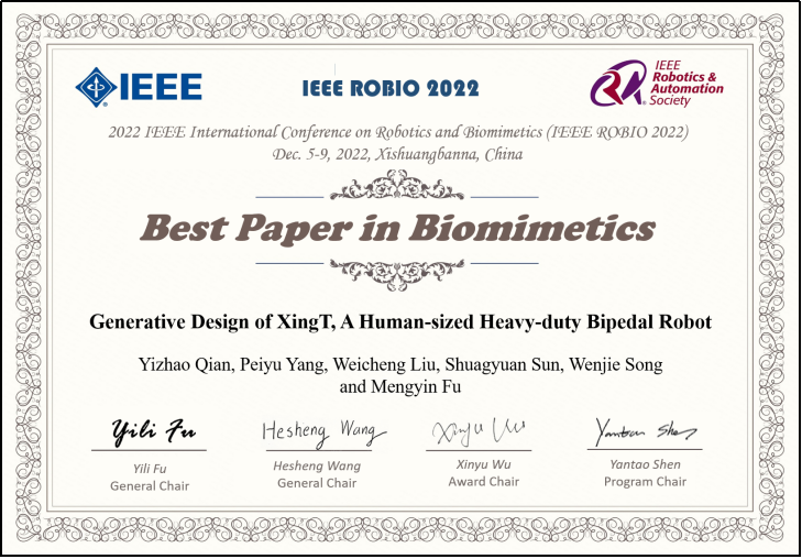 Best Paper in Biomimetics
